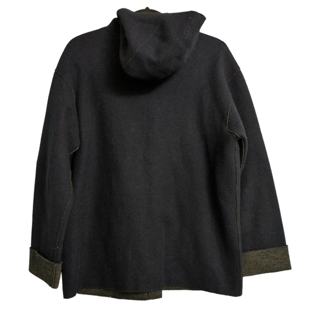 Ralph Lauren Navy Blue Wool Blend Toggle Hood Jacket Coat Long Sleeve Hoodie P/M - Picture 4 of 8
